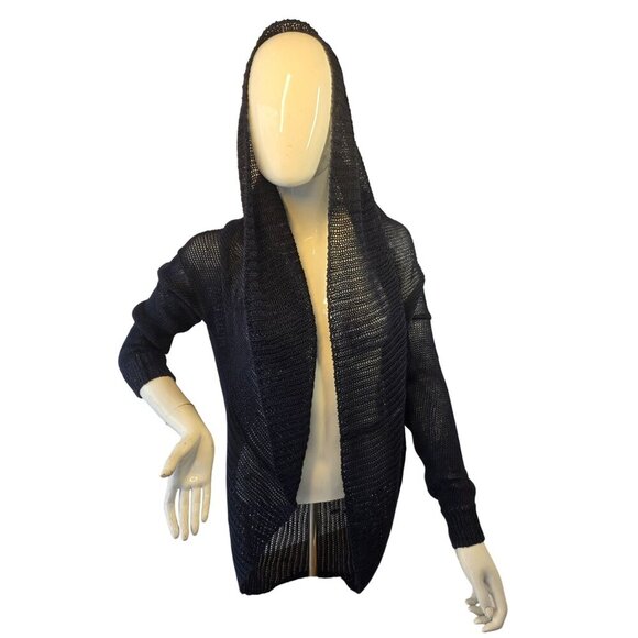 Vince Navy Linen Loose Knit Cardigan Wrap Sweater Women Size SP Versatile - Picture 1 of 11